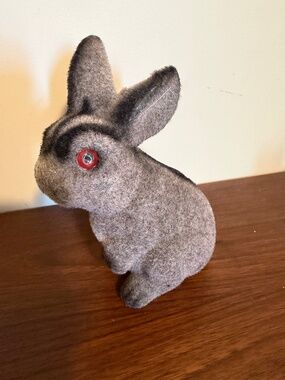 Vintage 1970's Flocked Bunny Rabbit Coin Bank